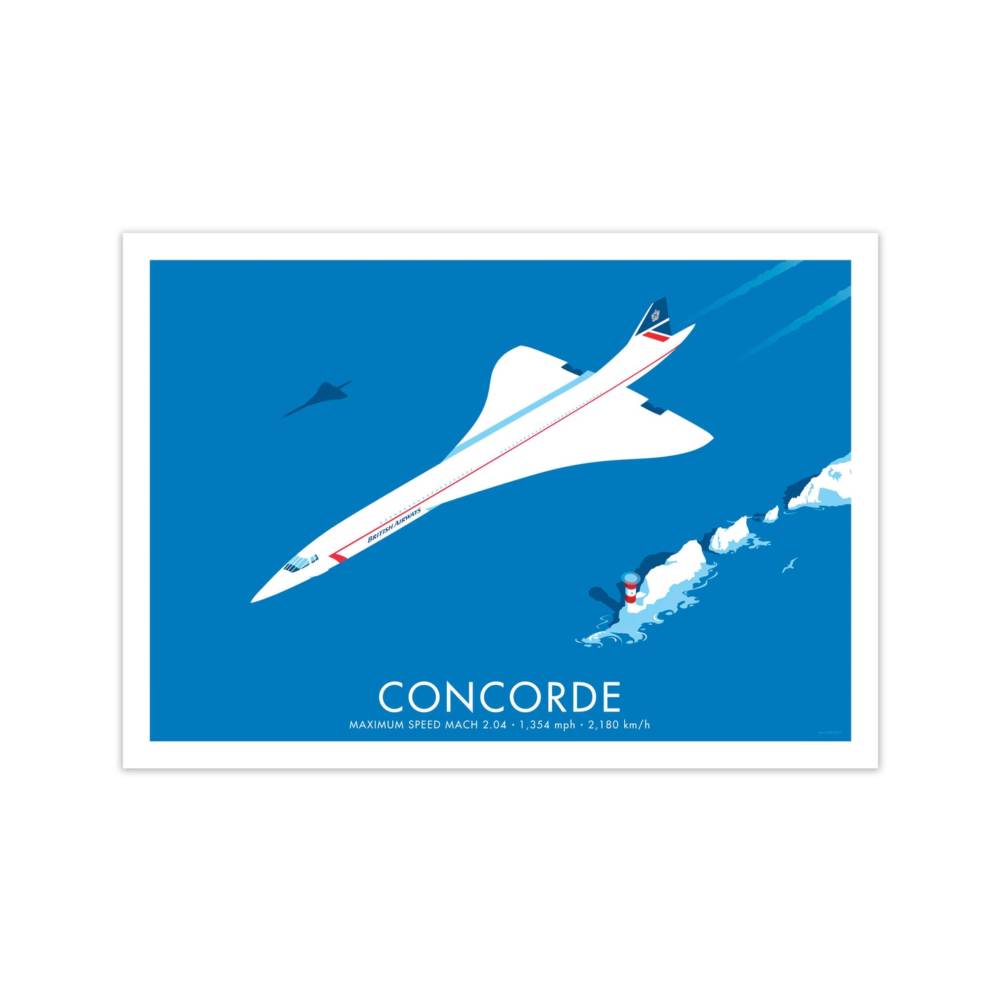 Concorde Framed Digital Art Print by Stephen Millership, Framed Transport Poster