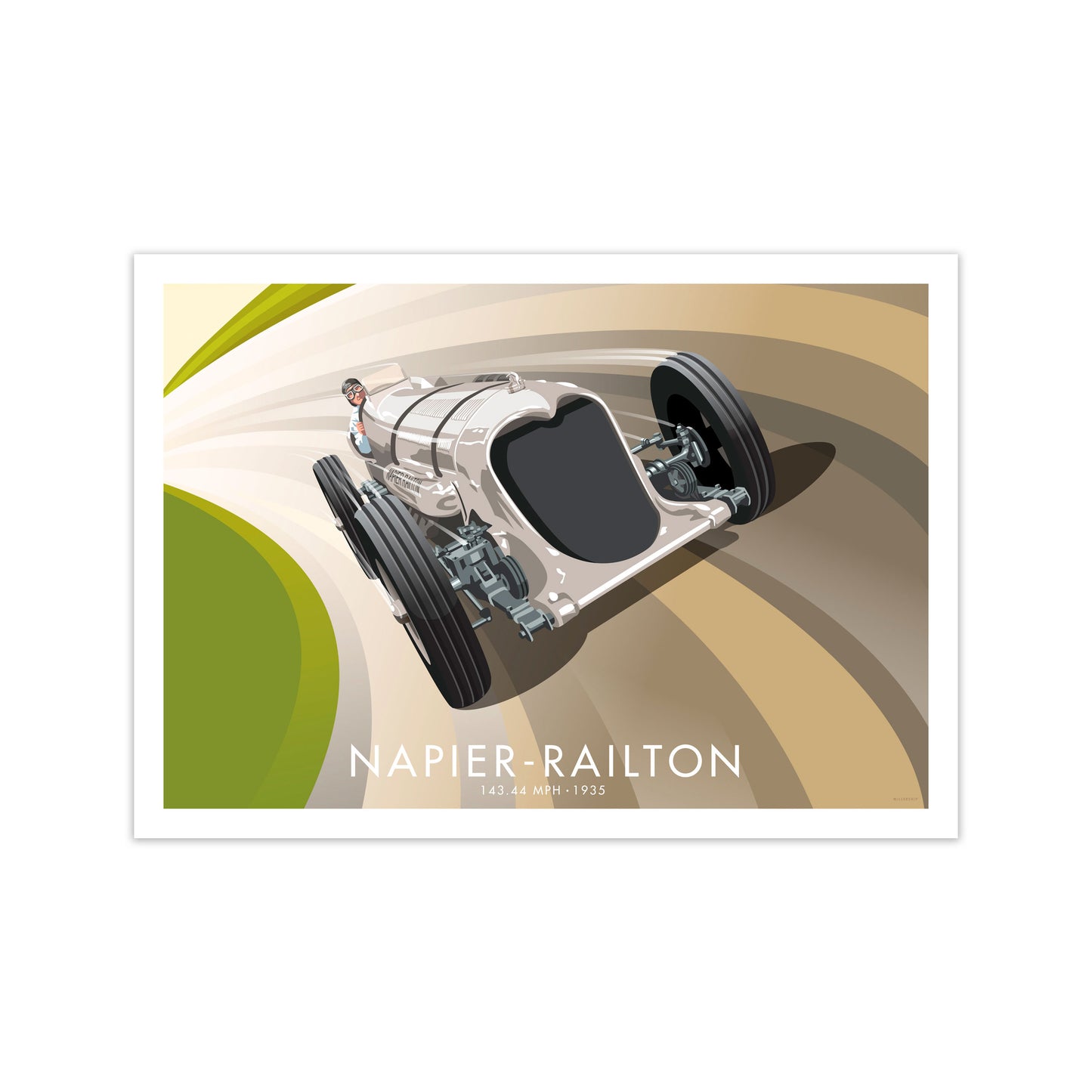 The Napier-Railton Art Print by Stephen Millership, Framed Transport Print