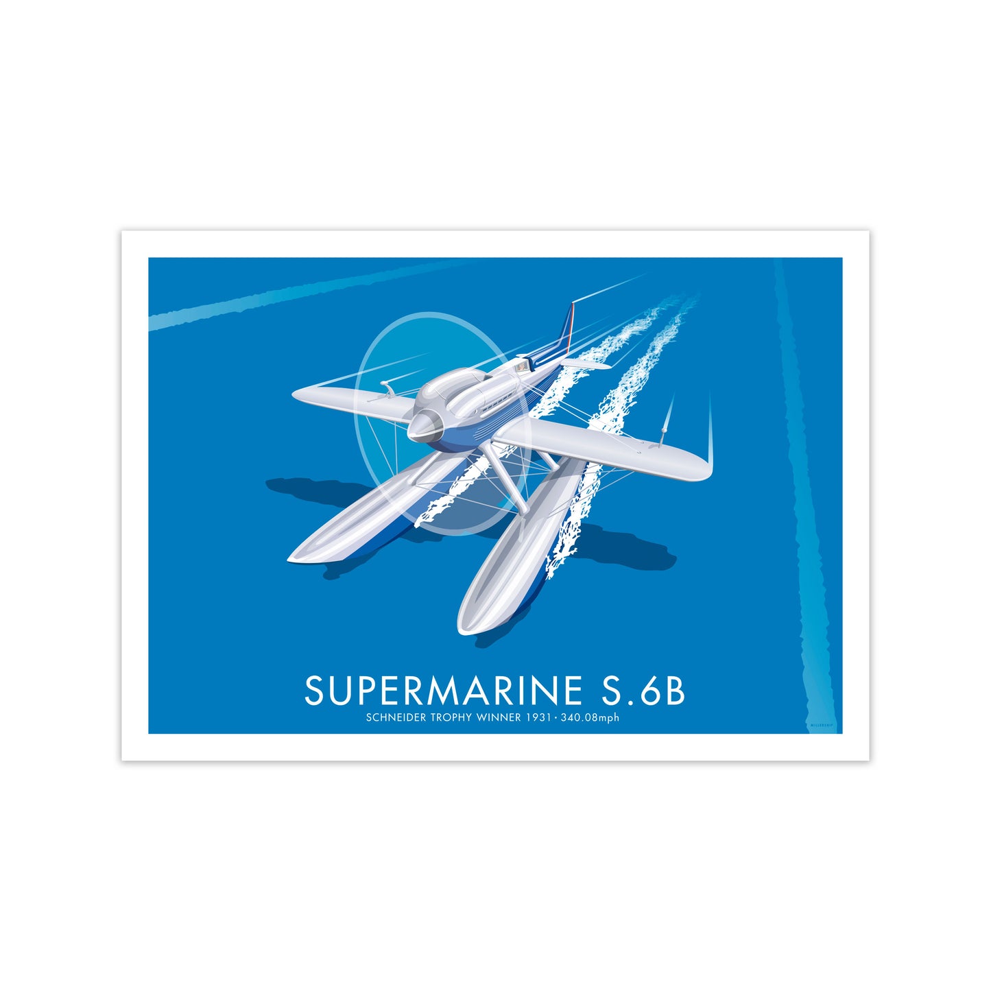 Supermarine S.6B Art Print by Stephen Millership, Framed Transport Poster