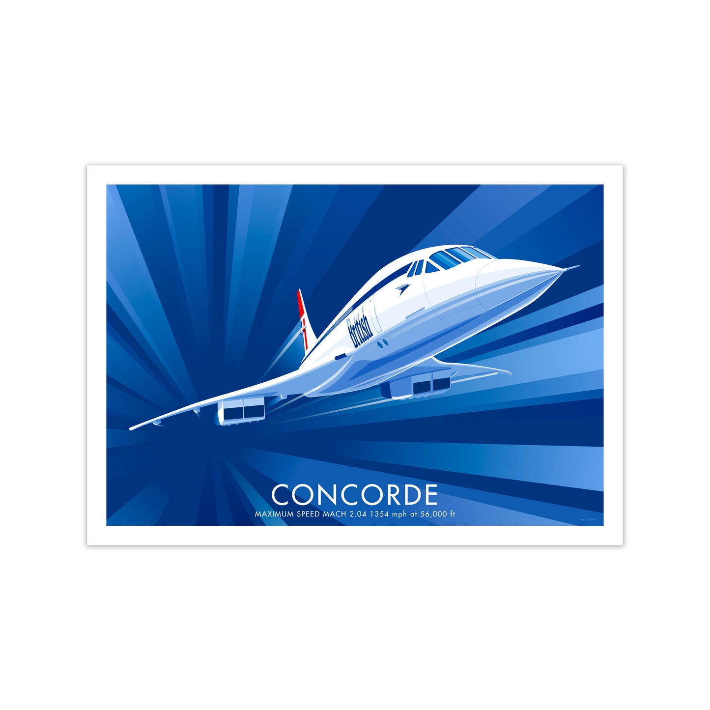 Concorde Art Print by Stephen Millership, Framed Transport Poster