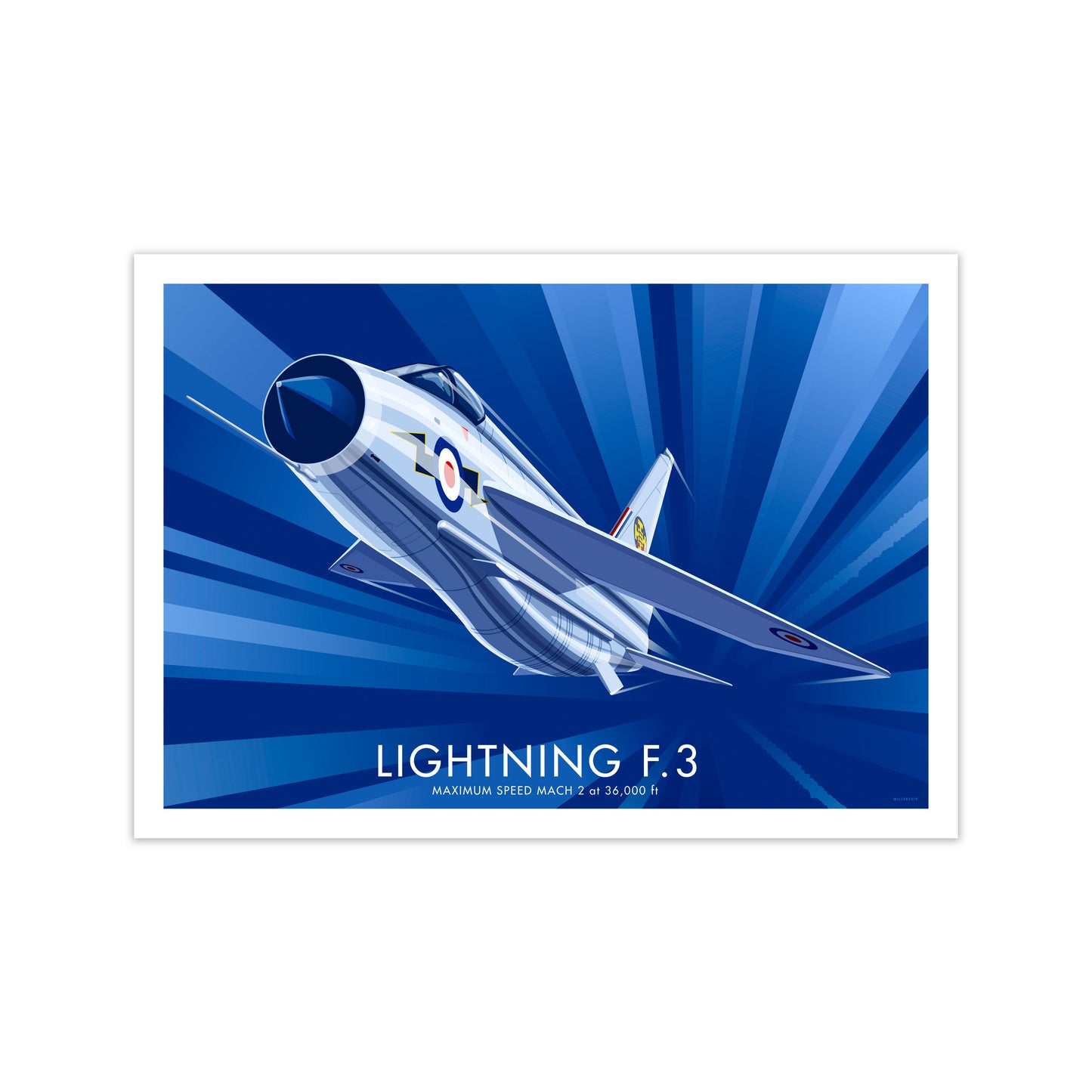 Lightning F.3 Art Print by Stephen Millership, Framed Transport Poster