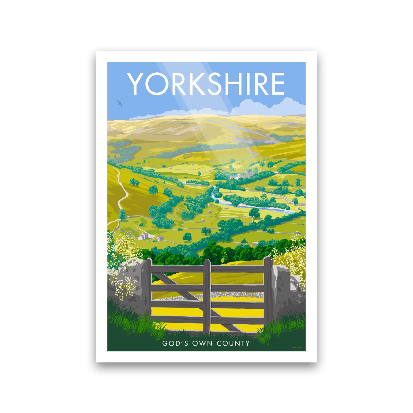 Yorkshire (God's Own County) Art Print Travel Poster by Stephen Millership