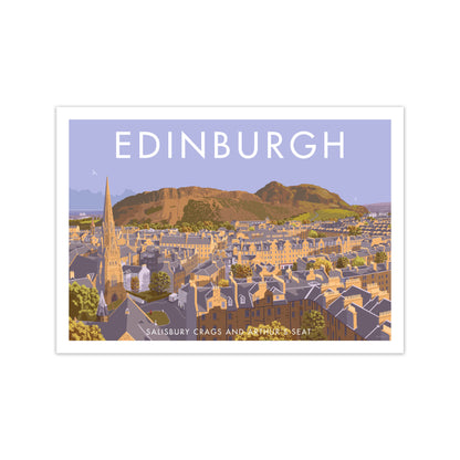 Arthur's Seat Edinburgh Travel Art Print by Stephen Millership, Framed Poster