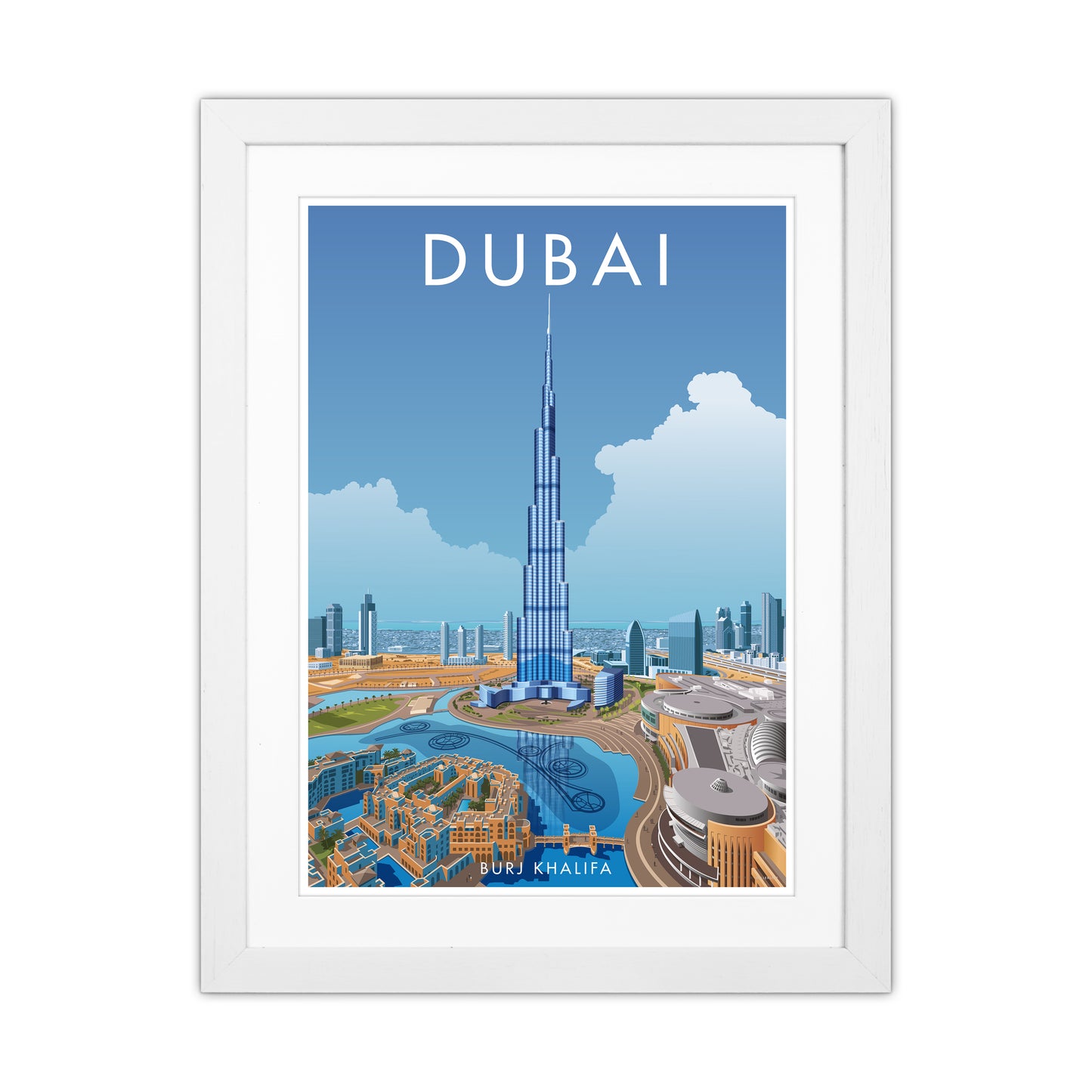 Dubai Travel Art Print By Stephen Millership White Grain