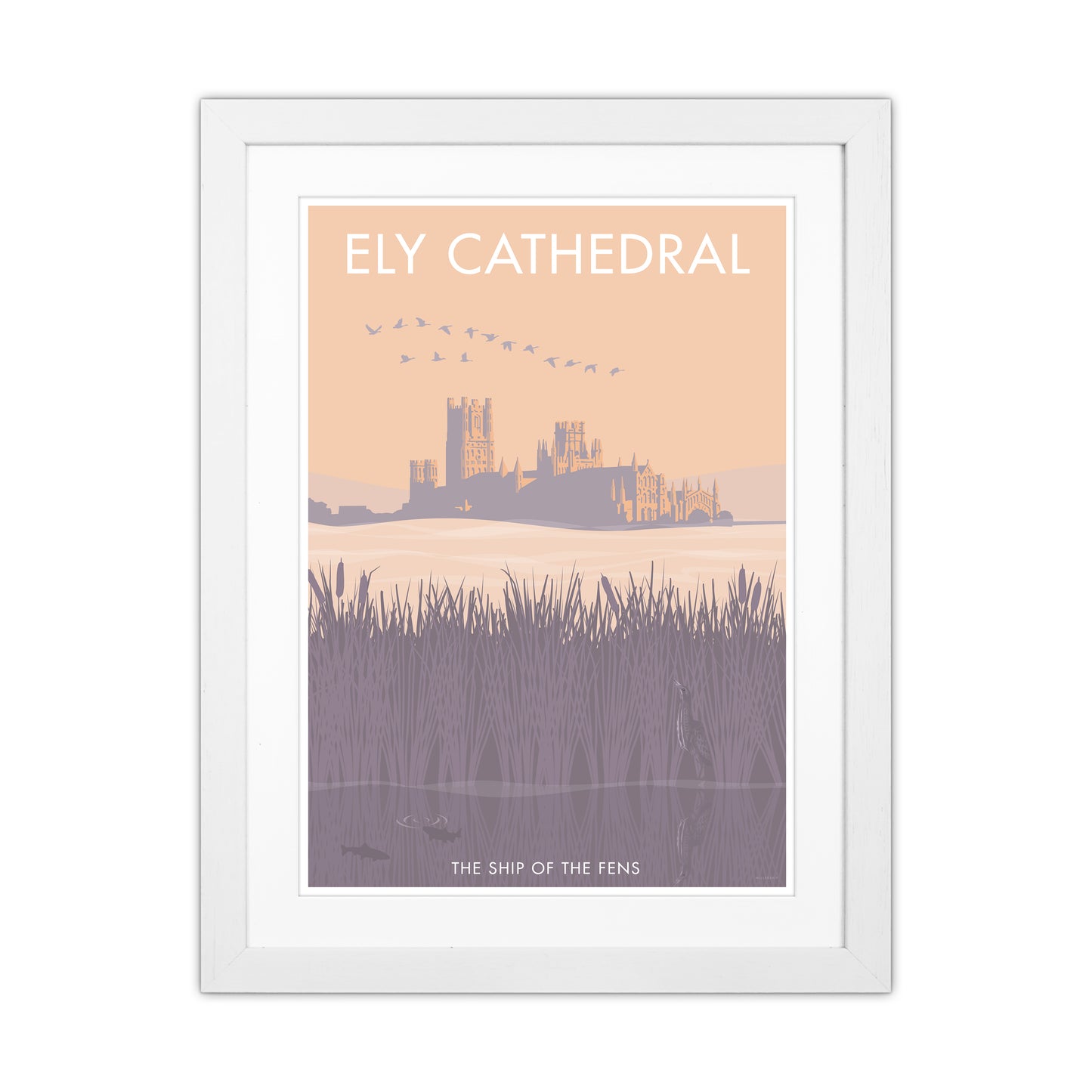 Ely Travel Art Print By Stephen Millership White Grain