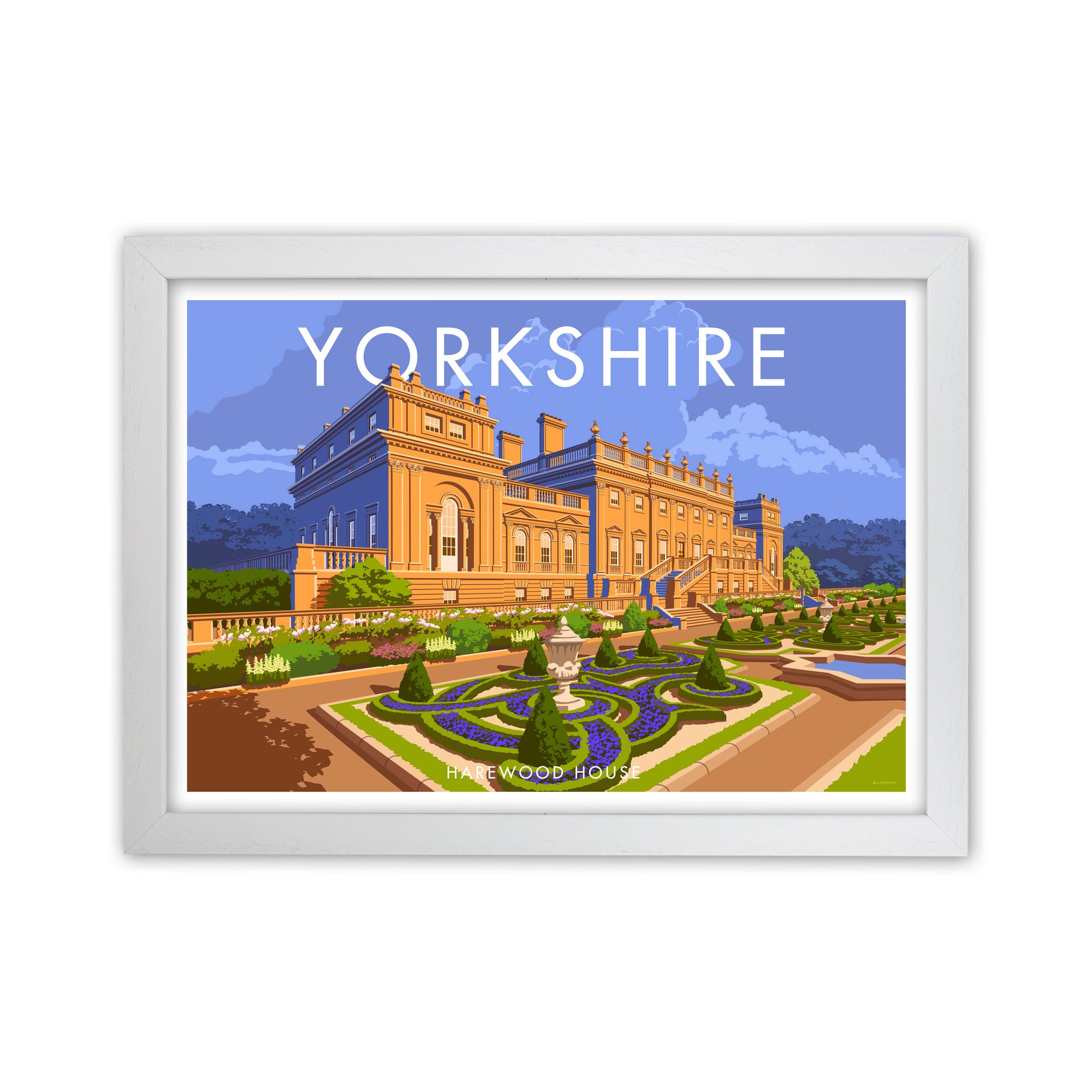 Yorkshire Landscape Art Print Vintage Travel Poster by Stephen Millership White Grain