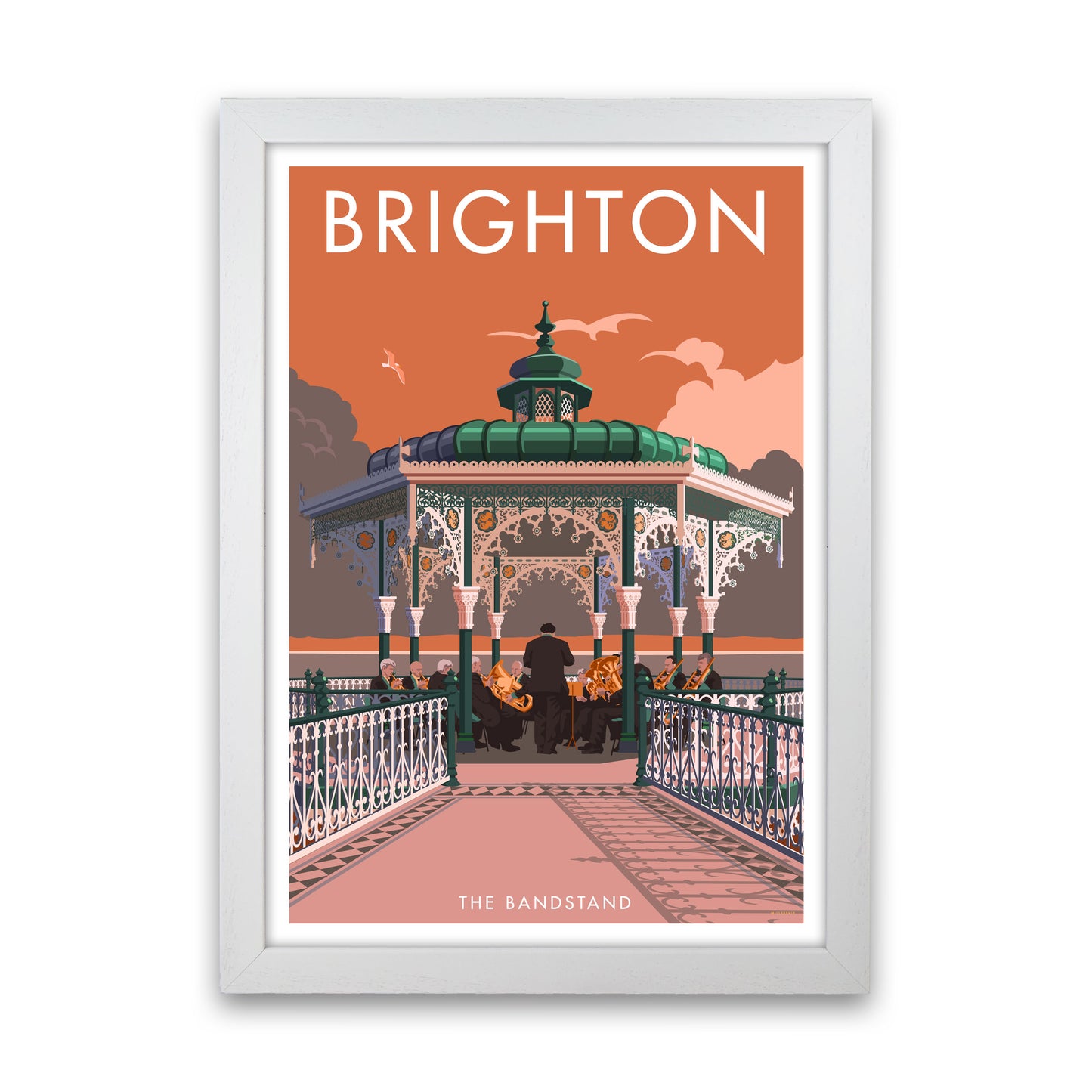 Brighton Bandstand Framed Wall Art Print by Stephen Millership, Art Poster White Grain