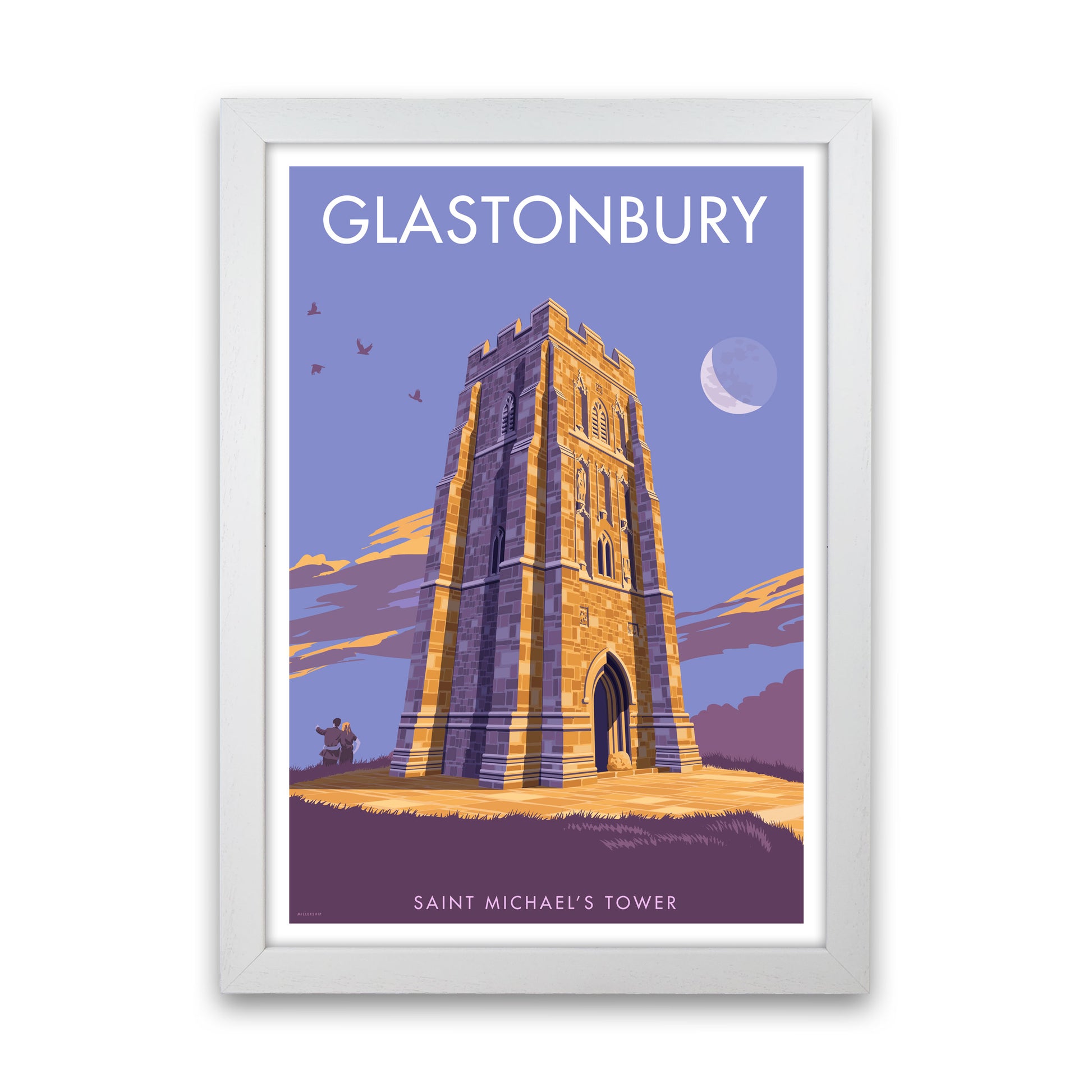 Saint Michael&#39;s Tower Glastonbury Art Print by Stephen Millership White Grain