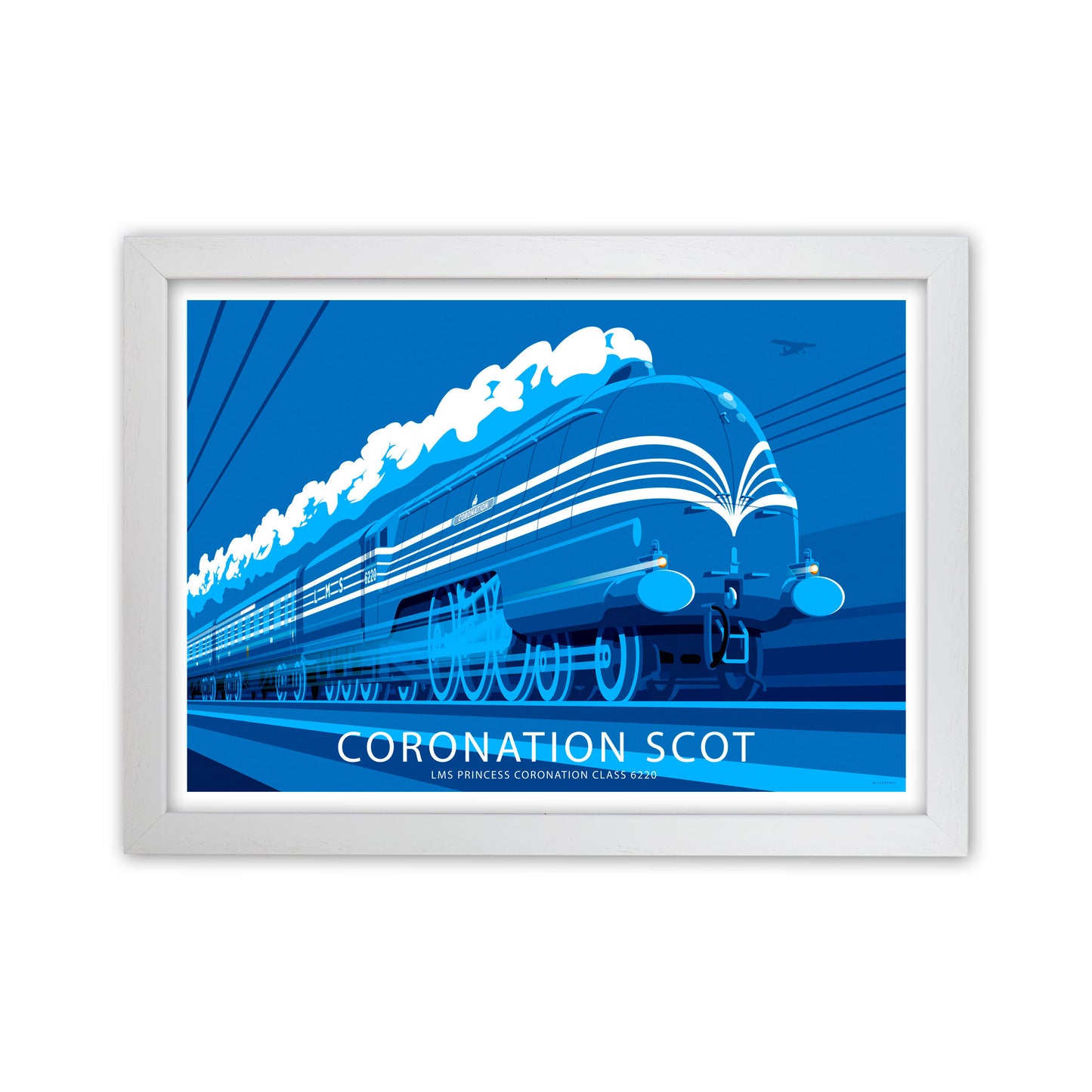 LMS Princess Coronation Scot Art Print by Stephen Millership, Transport Poster White Grain