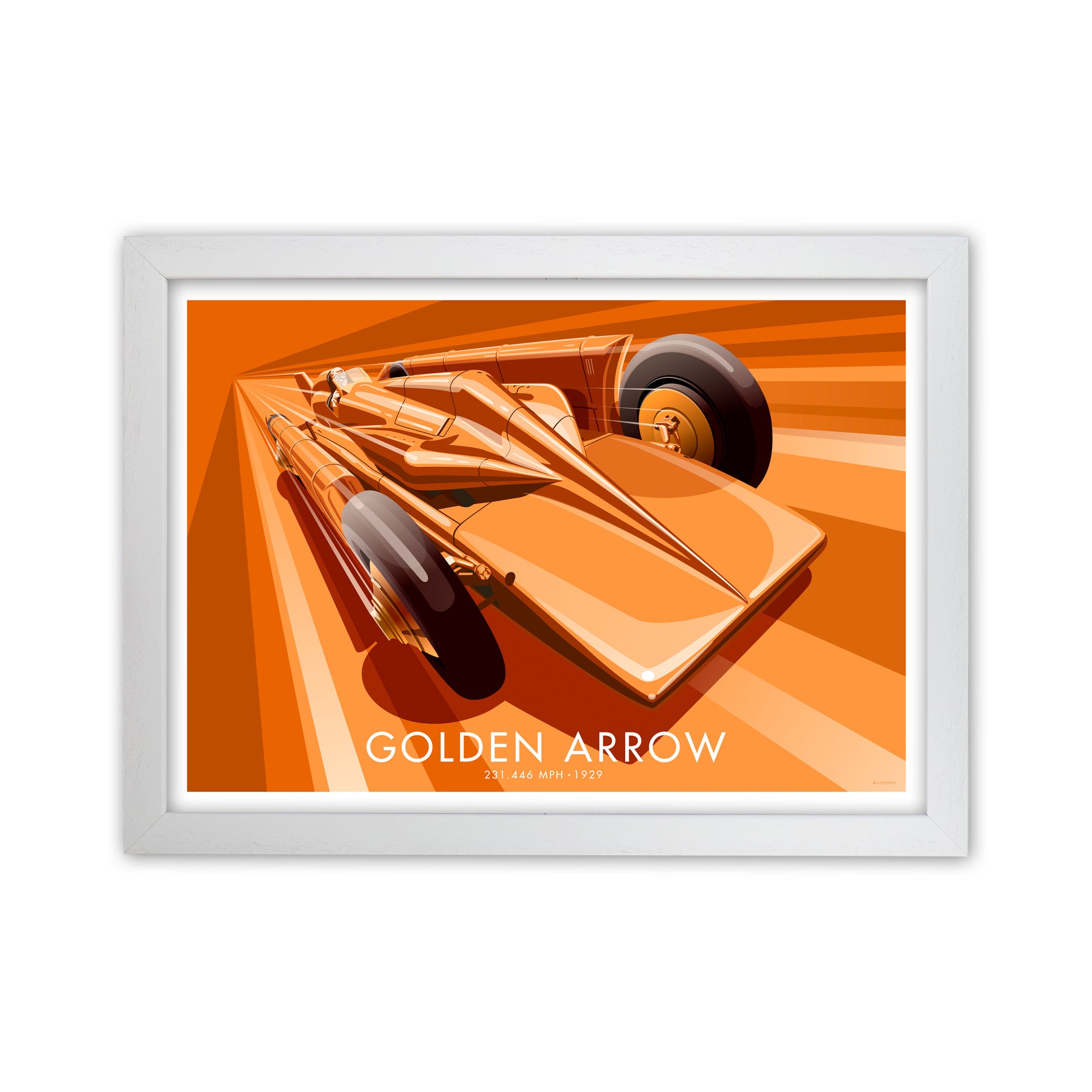 The Golden Arrow Art Print by Stephen Millership, Framed Transport Poster White Grain