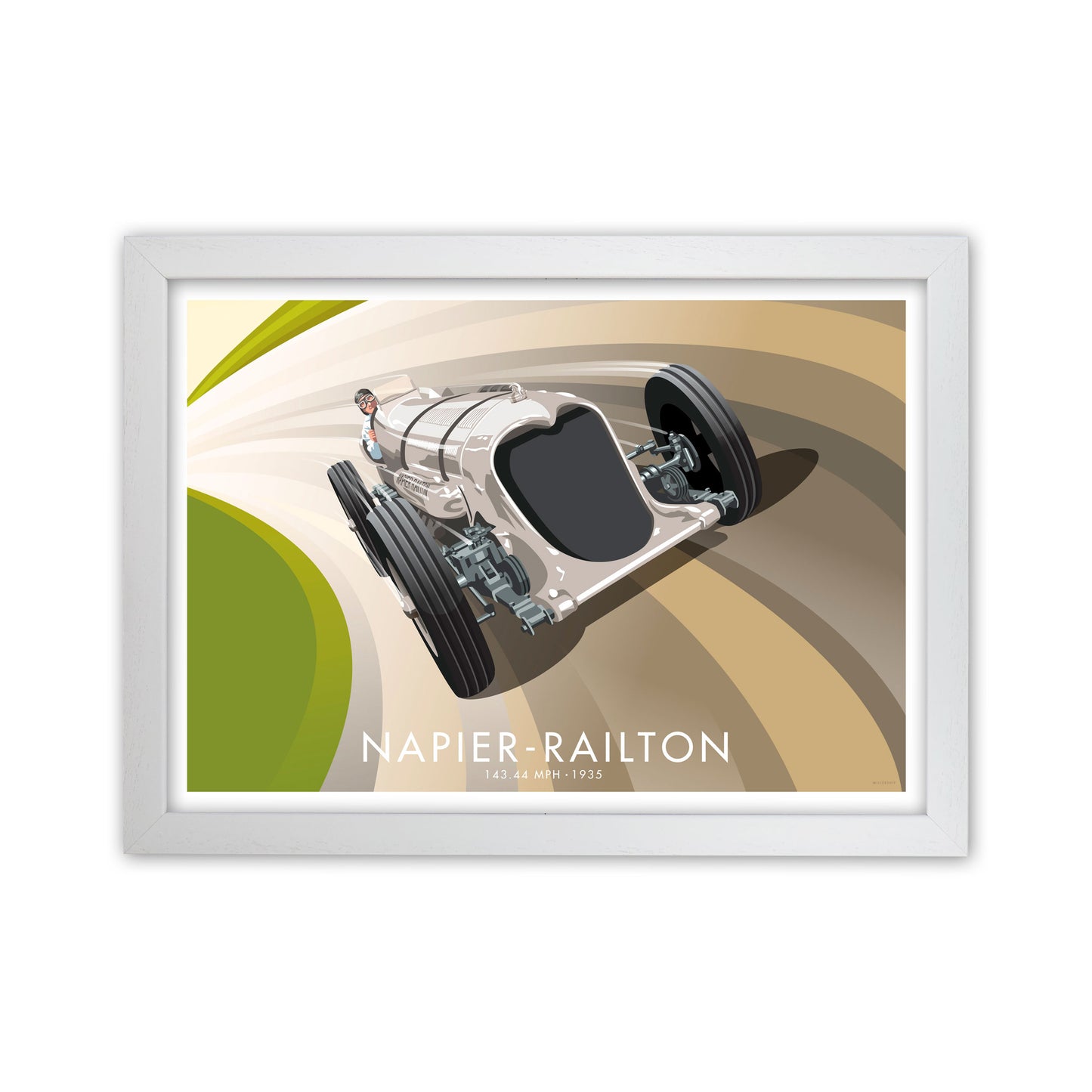 The Napier-Railton Art Print by Stephen Millership, Framed Transport Print White Grain