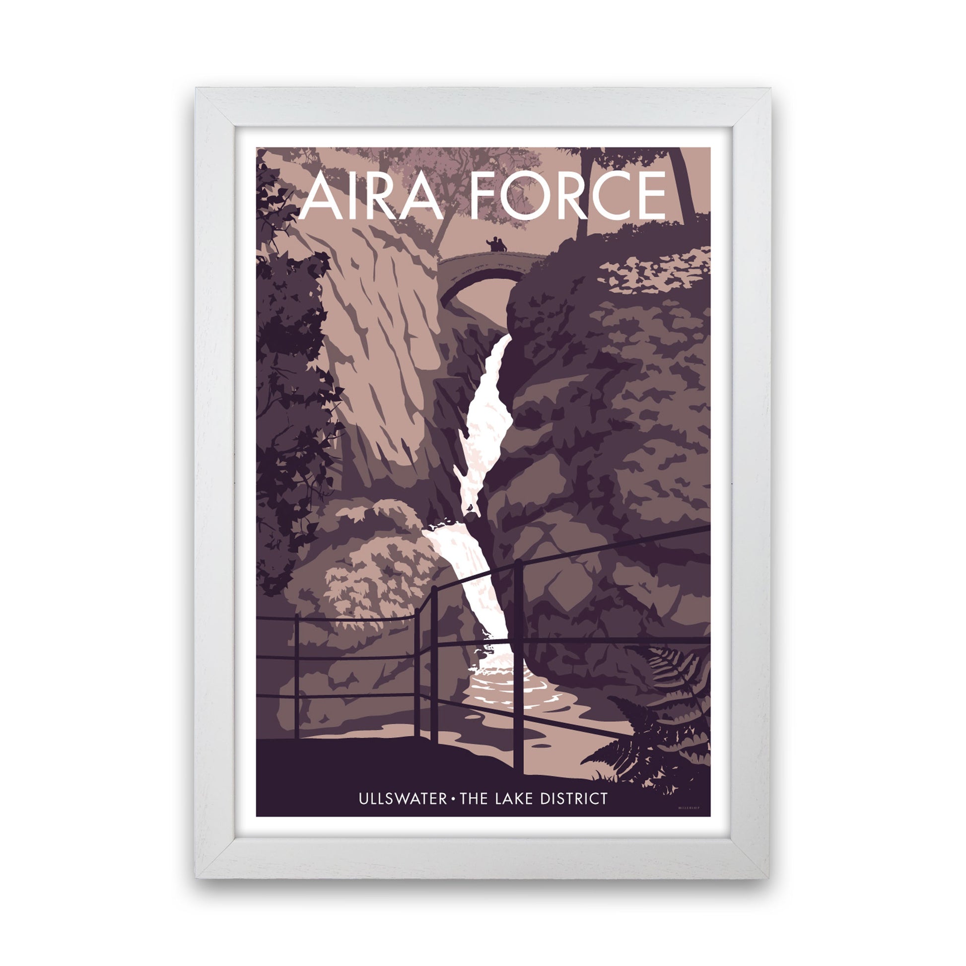 Aira Force Art Print by Stephen Millership, Framed Wall Art White Grain