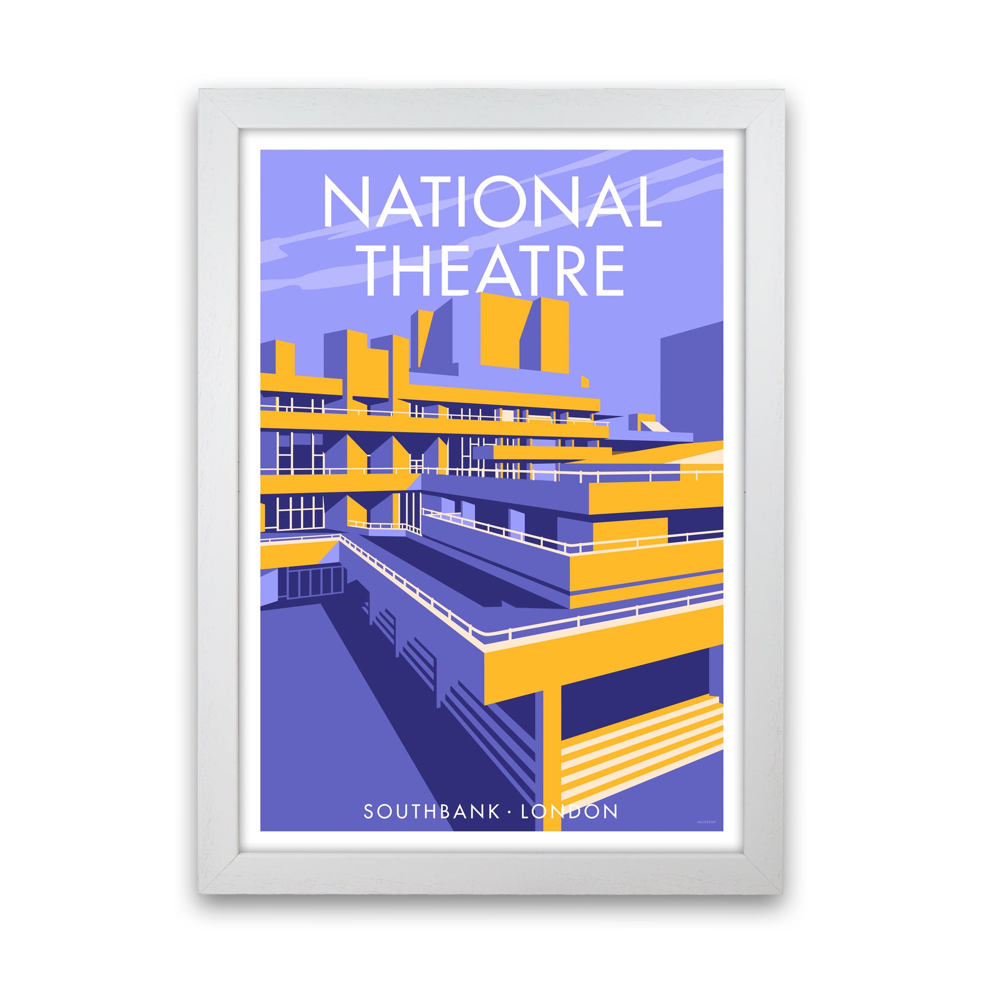 London National Theatre Framed Digital Art Print by Stephen Millership White Grain