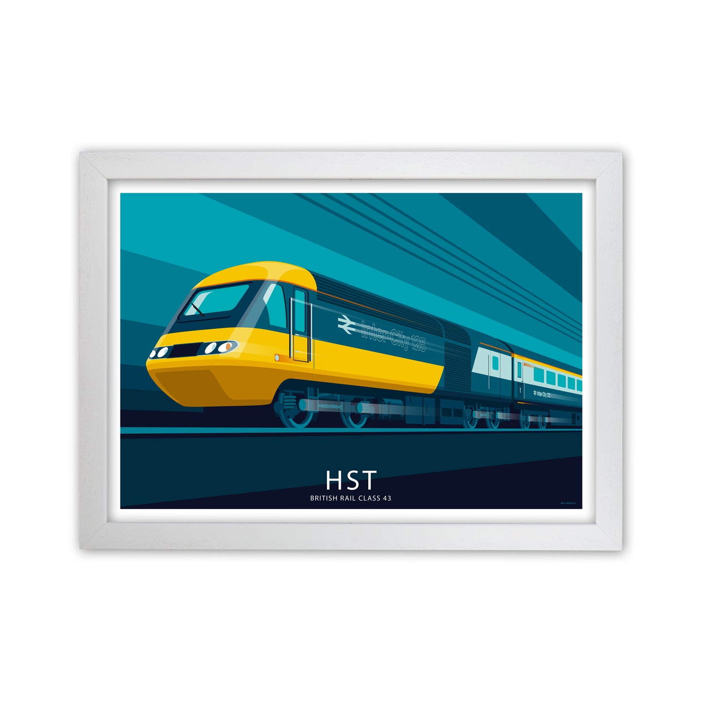 HST Travel Art Print by Stephen Millership, Vintage transport Framed Poster White Grain