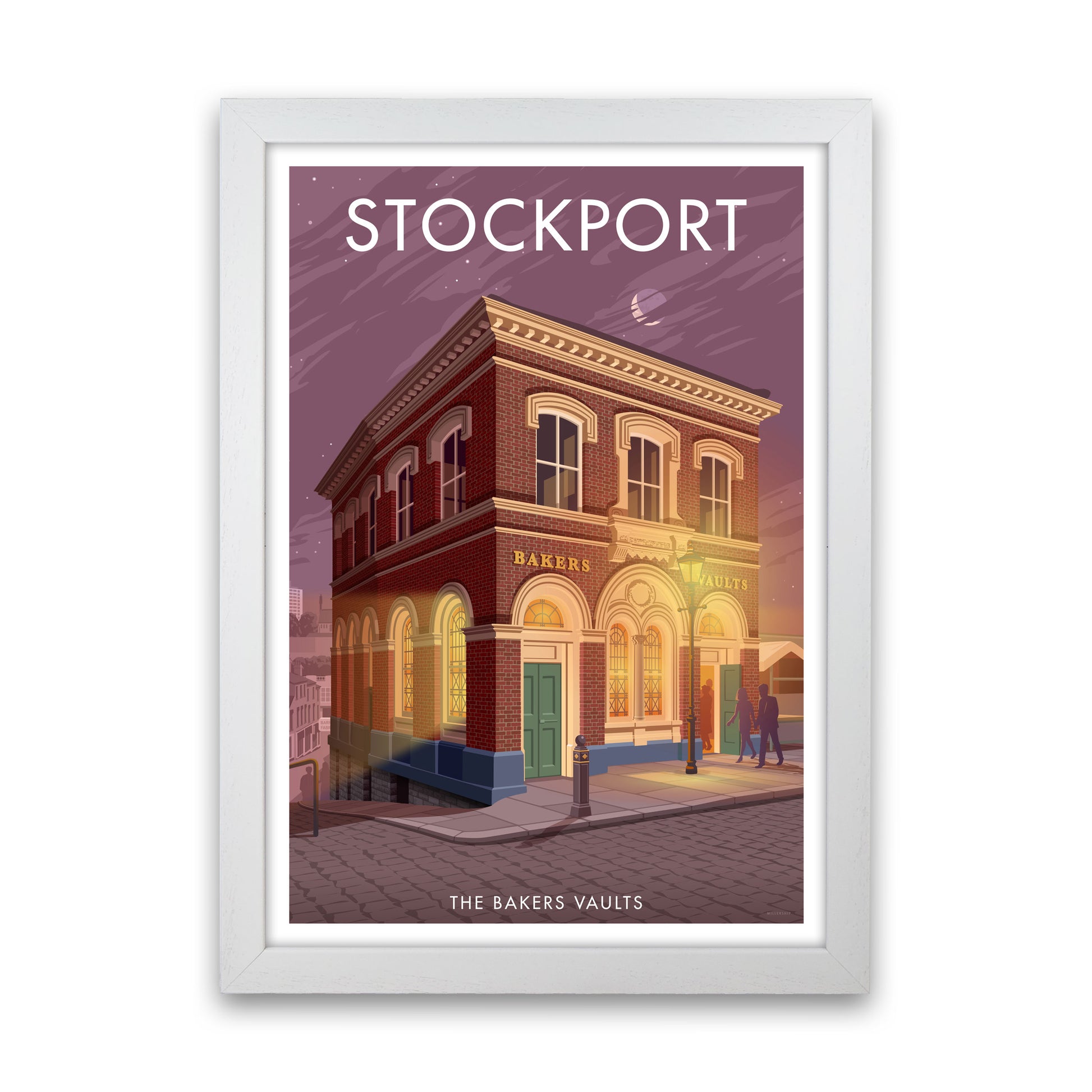 Baker's Vaults Stockport Travel Art Print by Stephen Millership White Grain