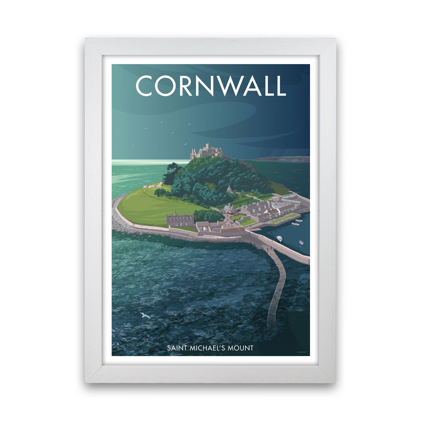 Cornwall St Micheal's Mount Art Print by Stephen Millership White Grain